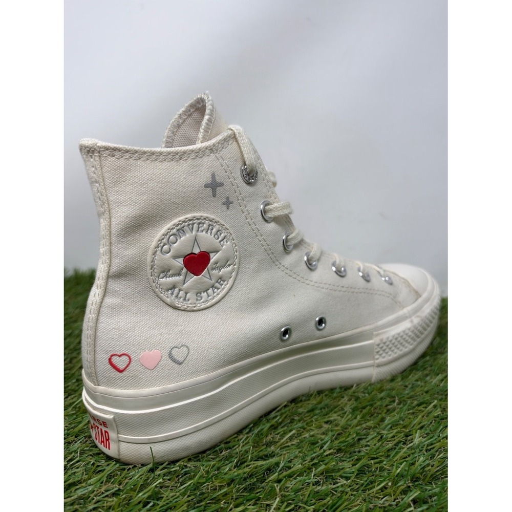 Converse Chuck Taylor All Star Platform High Top Shoes Women's 7 White Y2K Heart - Picture 5 of 8
